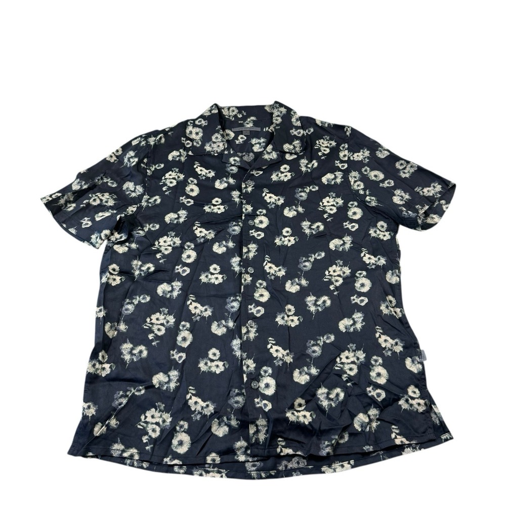 John Varvatos Black Brown Floral Modal Collection Men's S/S Button Front M
